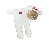 Qcbuegof 2 pezzi per fotografia di neonato, cappello di renna, tuta per studio fotografico, accessori per baby shower, servizi fotografici, costume da renna