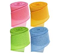 Qcbuegof 4 nastri decorativi per festival, 50 mm x 2 m, tessuto colorato per confezionare decorazioni per matrimoni, decorazioni per le vacanze, eleganti accenti per il fai da te stagionale