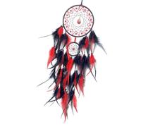 Qcbuegof Acchiappasogni da parete con perline di legno tessute a mano