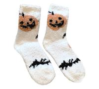 Qcbuegof Cartoon Fantasma In Pile Di Corallo Calzini Per Le Donne Elastici Morbido Slipper Calze Per Halloween Celebrazione E Uso Quotidiano Elegante Collant Femminile, a, Taglia unica