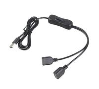 Qcbuegof Cavo di distribuzione dell'alimentazione USB con commutatore on/off, doppia presa 5 V, 2 A, ricarica rapida multipla, collegamento di dispositivi doppio, cavo di alimentazione USB