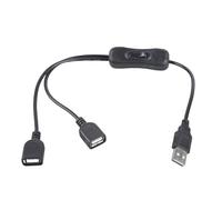 Qcbuegof Cavo di distribuzione dell'alimentazione USB con commutatore on/off, doppia presa 5 V, 2 A, ricarica rapida multipla, collegamento di dispositivi doppio, cavo di alimentazione USB