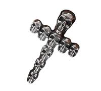 [Qcbuegof] Collana in lega di stile scura con teschio e croce, gioiello gotico, regalo unico per Halloween, rock, alla moda, gotico, in lega, per uomini e donne, フリーサイズ, Come descritto, Nessuna pietra