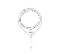 Qcbuegof - Collana versatile con ciondolo a forma di croce, regolabile, minimalista, per stratificazione, leggera, minimalista, per uso quotidiano ed eventi, フリーサイズ, Come descritto, Nessuna pietra