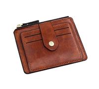 Qcbuegof Elegante Piccolo portafoglio da uomo con tasca a moneta organizzata con cerniera e diversi passanti per carte di credito in pelle PU piccola impresa portafoglio in pelle PU, marrone, Bellezza