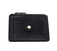Qcbuegof Elegante Piccolo portafoglio da uomo con tasca a moneta organizzata con cerniera e diversi passanti per carte di credito in pelle PU piccola impresa portafoglio in pelle PU, Nero , Bellezza