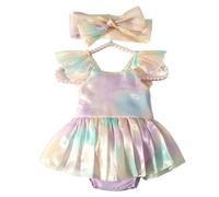 Qcbuegof Fotografia per neonati, vestito arcobaleno, nodo ad arco, set di puntelli per studio fotografico, bodySuit istantanee, costume per bambini
