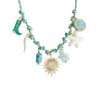 [Qcbuegof] Gioielli alla moda in stile spiaggia 16 ciondoli oceanici catena in rame massiccio corda comoda da indossare tono finitura annodatura corda gioielli, フリーサイズ, Come descritto, Nessuna pietra