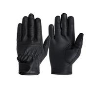 Qcbuegof Guanti in pelle nera stile retrò touch freddo calore cinghia regolazione rapida per meccanica e ciclismo guanti in pelle retrò