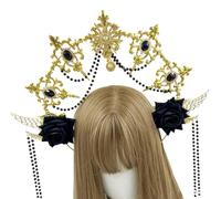 Qcbuegof Halos Corone Lolitas Marys Dee Fascia Donne Cosplay Halloween Costume Copricapo Corone Dorate Tiaras Marys Fascia