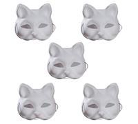Qcbuegof Maschera di Carta Colorata A Mano Con Vernice Acrilica E Pennello Maschera Mascherata Non Verniciata Per Halloween Party Kid Compleanno Maschera Vuota Bianco
