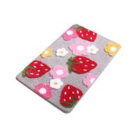 Qcbuegof Morbido modello di fragola floreale bagno tappetino morbido WC tappeti con base non scivolata facile da pulire tappeti da bagno sicuri