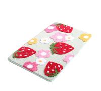 Qcbuegof Morbido modello di fragola floreale bagno tappetino morbido WC tappeti con base non scivolata facile da pulire tappeti da bagno sicuri