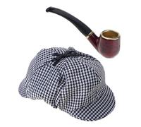 Qcbuegof Set da 2 pezzi per costume da detective con cappello da detective e festa in costume per Carnevale Masquerade Party