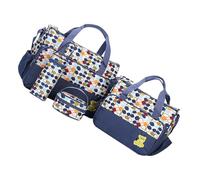 Qcbuegof Set di borse per pannolini di moda Compreso Borsa per il macinino portatile e borsa per bottiglia e pannolini per l'aspettativa della mamma 5pcs Family Borsa da viaggio, grigio blu.