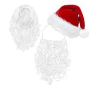 Qcbuegof Set di costumi di Babbo Natale per adulti con Babbo Natale e set di capelli Babbo Natale Clausola accessorio costume per abito di Natale barba