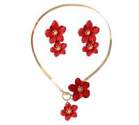 [Qcbuegof] Set di gioielli alla moda per lei versatile primavera calda accessori moda fiore gioielli in lega design confortevole catena da collo accessori gioielli set, フリーサイズ, Come descritto, Nessuna