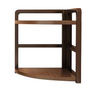 Qcbuegof Supporto angolare salvaspazio con 2 ripiani per desktop, organizzato due librerie in legno e metallo.