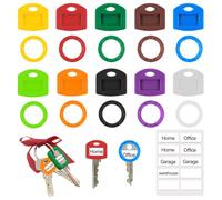 Qcdou 20 Pezzi Copri Chiavi Colorati, Set di Etichette per Chiavi, 2 Stili di Copritasti Rotondi e Quadrati, 10 Colori, per una Facile Identificazione Delle Chiavi Della Porta(B)