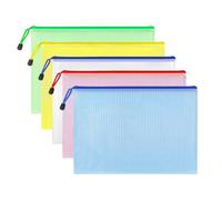 Qcdou 5 portafogli in plastica con cerniera, formato A4, portadocumenti in formato A4, cartelle in plastica, materiale scolastico, cartelle in rete per scuola, ufficio, casa e viaggi