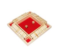 Qcdou Shut The Box Game, Gioco da Tavolo in Legno con 2 Dadi, Gioco di Dadi per 1-4 Giocatori, Età 3 4 5 6 +, Giochi Matematici, Giochi da Tavolo, per Bambini/Adulti (Rosso)