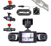 QCDZSW Sistema dashcam for auto con visualizzazione completa aggiornato 2026 - Telecamera da cruscotto for auto universale 1080p su tre/quattro lati | Lente in vetro Full HD a 6 strati(4 LENSES)