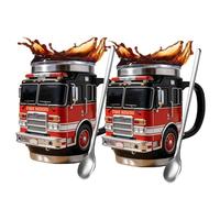 QCDZSW Tazza for vigili del fuoco - for i più coraggiosi tra noi, tazza da caffè for camion dei pompieri realizzata a mano, tazza da caffè for pompieri, unica for vigili del fuoco(2PCS)