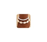 Qceasiy Set di cavigliere da donna, in oro 14 carati, con perline in stile bohémien, regolabile, stile hawaiano, spiaggia, conchiglia, cuore, stella marina, conchiglia, gioielli da regalo, adjustable
