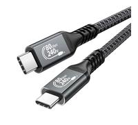 QCEs Cavo USB4 da 1,5 m, 80 Gbps, 240 W per Thunderbolt 5 4, cavo intrecciato da USB C a USB C, cavo video 8K 120Hz per dock eGPU, monitor USB-C, docking station per laptop, SSD, iPhone 17, Steam Deck