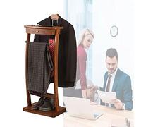 Qcesorib Servomuto Appendiabiti in Legno Indossatore Camera Abiti Servo Muto per Camera Portapantaloni Anteriore con Guaina in Gomma Antiscivolo - A x L x P: 112,2 x 44,4 x 30 cm Legno