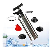Qcesorib Stura WC con 4 Adattatori per Lavandino, Pompa Stura Scarichi a Pressione con Manometro, Sturalavandino ad Aria Compressa, per WC, lavandino, Vasca da Bagno