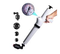 Qcesorib Stura WC con 4 Teste Sostituibili, Sturalavandini a Pressione con Barometro, Pompa Stura Scarichi a Pressione, Sturalavandini a Pressione, per WC, Lavandino, Vasca da Bagno