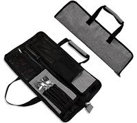 Qchengsan Borsa arrotolabile per coltelli da chef, in tessuto Oxford resistente, portatile con 13 scomparti, custodia multifunzione per coltelli da chef, grigio, 18 inches in length and 11 inches in