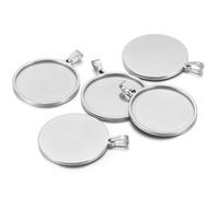 QCKNKMGG Basi grezze in Acciaio Inossidabile, 5 Pezzi in Acciaio Inossidabile cabochon con Base Vassoio Lunetta 10-40 mm Pendente Multicolore Gioielli Fai da Te(Steel Color,20mm)