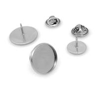 QCKNKMGG Basi grezze in Acciaio Inossidabile, Spilla in Acciaio Inossidabile da 10 Pezzi con Base cabochon Vuota, Misura 12-25 mm(Fit 12mm)