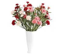 QCKNKMGG Bouquet artificiale Artificial Carnation Flower With Ceramic Vase In Roze And Black, Size C/B, 60cm Height(Roze,C)