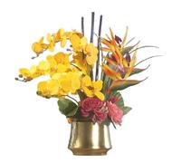 QCKNKMGG Bouquet artificiale Artificial Orchids Heaven Bird Flower Arrangement With Ceramic Vase Multicolor 55x58cm(B)