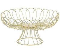 QCKNKMGG cesto di frutta di filo spinato, Cestino di frutta in metallo multicolore for verdura pane(Gold)