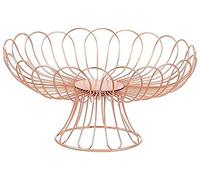 QCKNKMGG cesto di frutta di filo spinato, Cestino di frutta in metallo multicolore for verdura pane(Rose Gold)