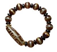 QCKNKMGG Dzi Perline Bracciale Agata Naturale, Bracciale Tibetano Dzi in Agata a Nove Occhi con Certificato, da Uomo e da Donna, in Agata Naturale, Diverse Misure