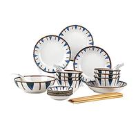 QCKNKMGG Il piatto, Confezione da 28 stoviglie da cucina in ceramica, servizio for 6 insalatiere e piatti adatti al microonde