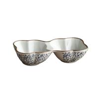 QCKNKMGG Il piatto, Piatto da dessert a due scomparti in ceramica 16,2x7,5x4 cm / 6,37x2,95x1,57 pollici