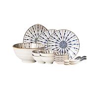 QCKNKMGG Il piatto, Set di stoviglie in ceramica Fireworks, confezione da 16