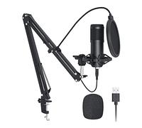 QCKNKMGG Microfono compatibile con i giochi Microfono a condensatore USB 192KHZ/24Bit con chipset audio e braccio for streaming di podcast su PC