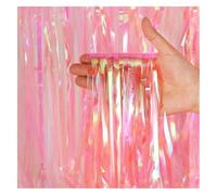 QCKNKMGG Sfondo con festoni per Feste, Sfondo for Tende in orpello con Frange Glitterate Multicolori, Addio al Nubilato, Compleanno, Matrimonio, Anniversario(Light Pink)