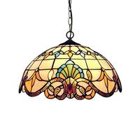 QCLU Lampadario in Stile Tiffany, Europeo retrò Lampada A Sospensione, Paralume in Vetro Colorato Rustico, Lampada da Soffitto for Camera da Letto Soggiorno Decorazione Illuminazione (Size : 50cm)
