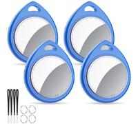 QCOQ® Air Tags 4 Pezzi Blu, Smart Tracker Bluetooth Compatibile con Apple Dov’è App (solo iOS), Localizzatore Chiavi fino a 100dB con Batteria Sostituibile per Chiavi/Bagagli/Valigie/Portafogli