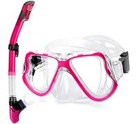 QcoQce Set da snorkeling, maschera da immersione, anti-appannamento e panoramica, facile da respirare e professionale con boccaglio morbido, set da snorkeling per adulti