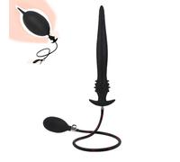 Qcpuuu Plug anale gonfiabile, grande dilatatore anale in silicone con pompa, con ago rimovibile, nero