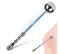Qcpuuu Plug anale in metallo, plug anale in acciaio inossidabile da 235 mm, dildo con perle anali e impugnatura, giocattoli anali, per principianti (L)